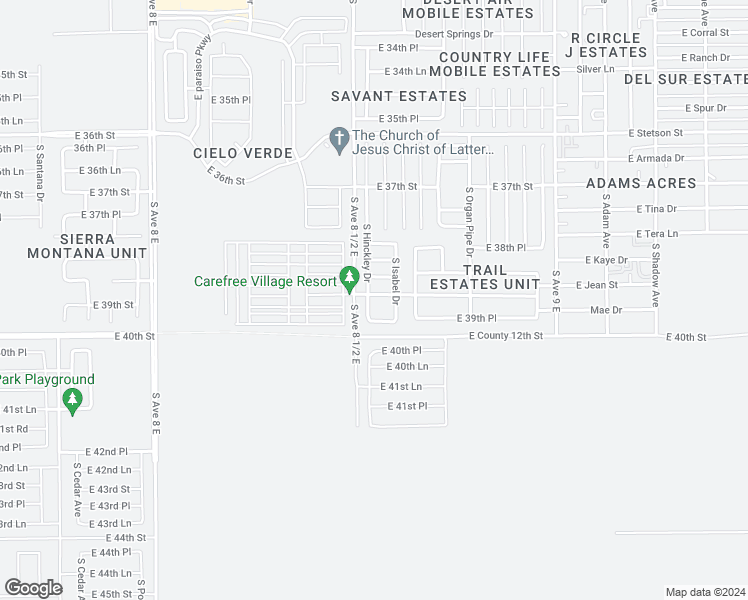 map of restaurants, bars, coffee shops, grocery stores, and more near 7327 East 39th Street in Yuma