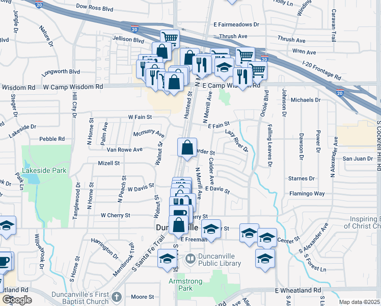 map of restaurants, bars, coffee shops, grocery stores, and more near 514 North Main Street in Duncanville