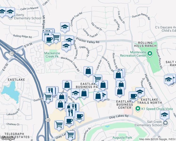 map of restaurants, bars, coffee shops, grocery stores, and more near 752 San Angelo Place in Chula Vista