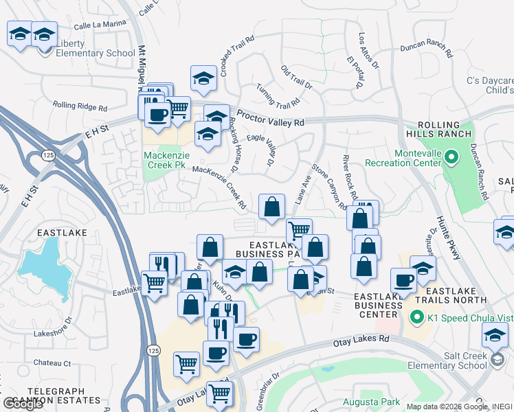 map of restaurants, bars, coffee shops, grocery stores, and more near 752 San Angelo Place in Chula Vista
