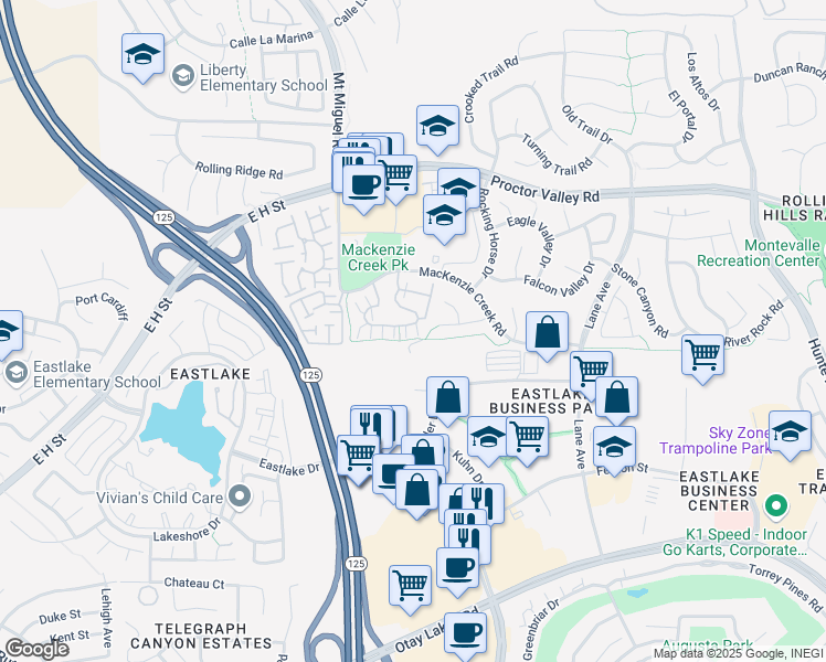 map of restaurants, bars, coffee shops, grocery stores, and more near 2272 Huntington Point Road in Chula Vista