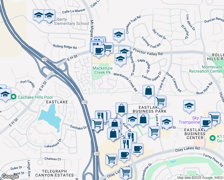 map of restaurants, bars, coffee shops, grocery stores, and more near 2264 Huntington Point Road in Chula Vista