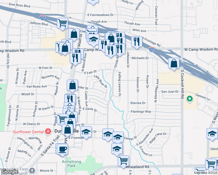 map of restaurants, bars, coffee shops, grocery stores, and more near 502 Oriole Boulevard in Duncanville