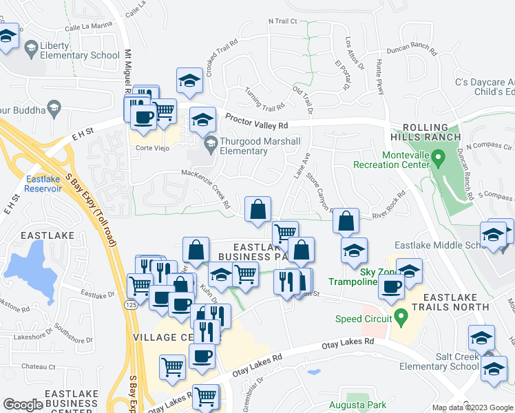 map of restaurants, bars, coffee shops, grocery stores, and more near 741 San Angelo Place in Chula Vista