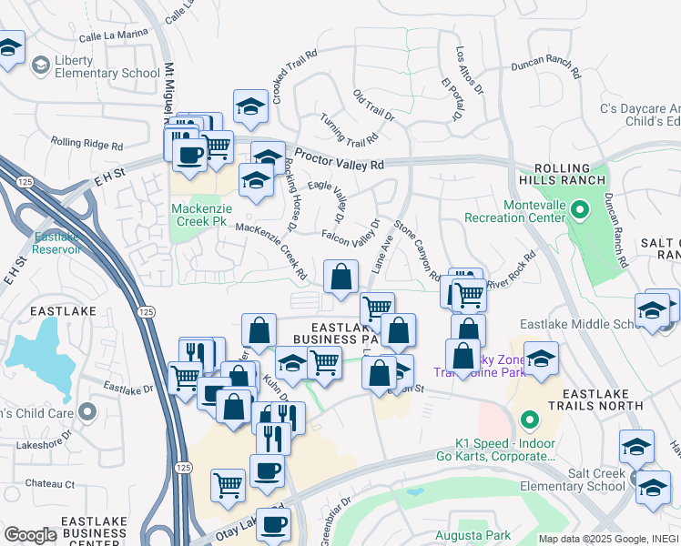 map of restaurants, bars, coffee shops, grocery stores, and more near 741 San Angelo Place in Chula Vista