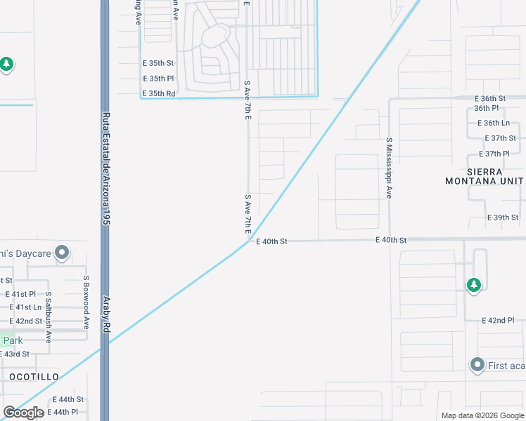 map of restaurants, bars, coffee shops, grocery stores, and more near East 40th Street in Yuma