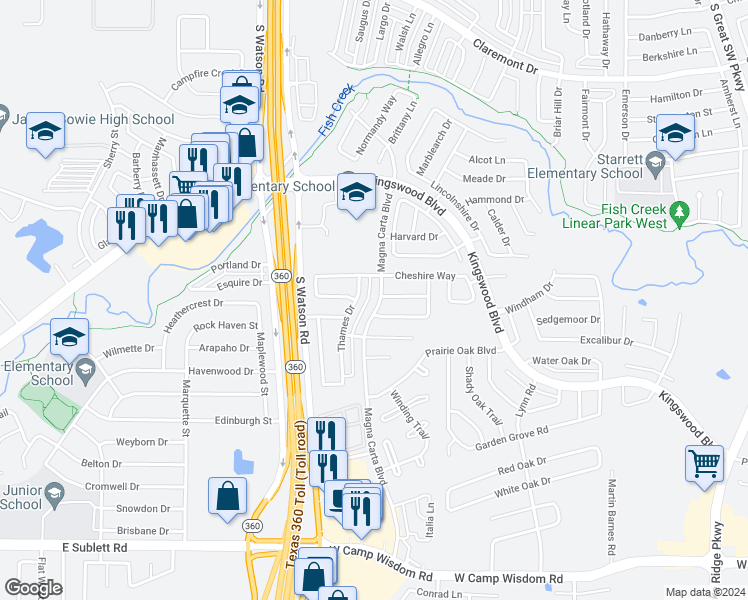 map of restaurants, bars, coffee shops, grocery stores, and more near 4717 Magna Carta Boulevard in Grand Prairie