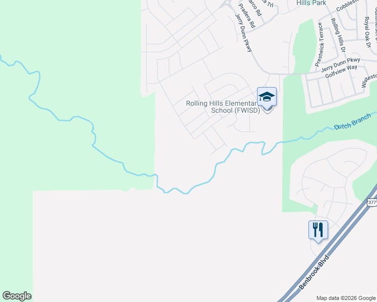 map of restaurants, bars, coffee shops, grocery stores, and more near 11600 Benbrook Boulevard in Benbrook