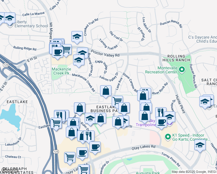 map of restaurants, bars, coffee shops, grocery stores, and more near 724 San Juan Place in Chula Vista