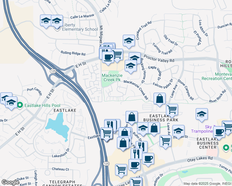 map of restaurants, bars, coffee shops, grocery stores, and more near 2204 Huntington Point Road in Chula Vista