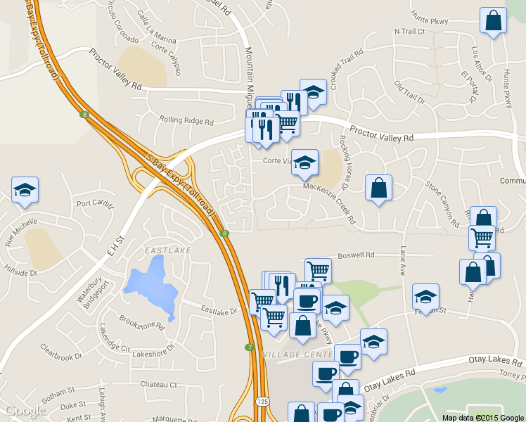 map of restaurants, bars, coffee shops, grocery stores, and more near 2204 Huntington Point Road in Chula Vista