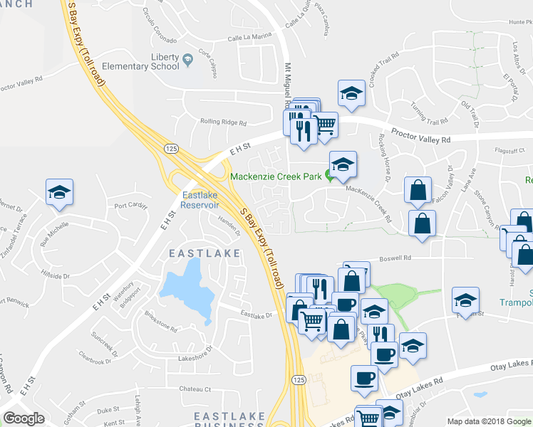 map of restaurants, bars, coffee shops, grocery stores, and more near 2219 Cabo Bahia in Chula Vista