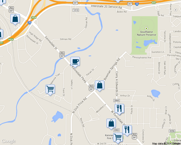 map of restaurants, bars, coffee shops, grocery stores, and more near 716 W Kennedale Pkwy in Kennedale