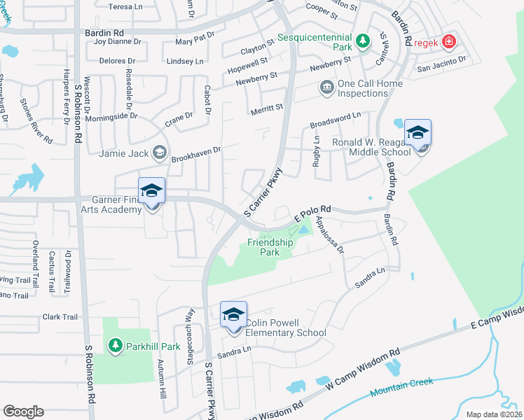 map of restaurants, bars, coffee shops, grocery stores, and more near 440 East Polo Road in Grand Prairie
