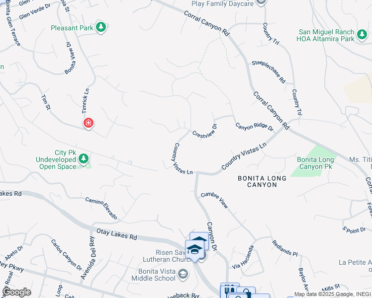 map of restaurants, bars, coffee shops, grocery stores, and more near 1541 Country Vistas Lane in Bonita