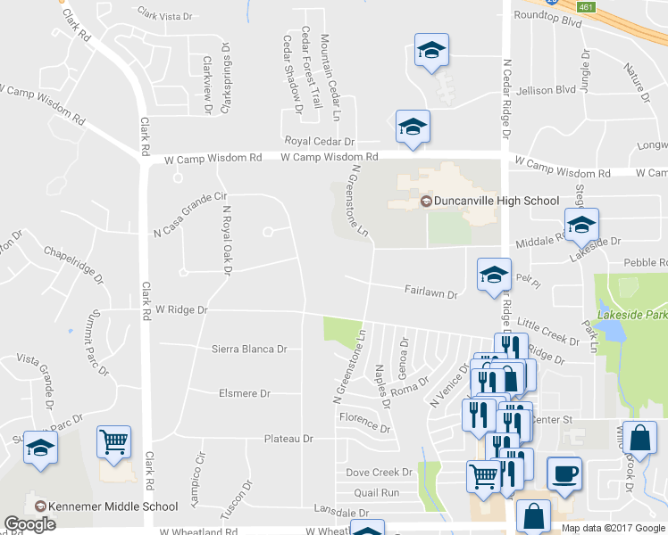 map of restaurants, bars, coffee shops, grocery stores, and more near 1120 Fairlawn Drive in Duncanville