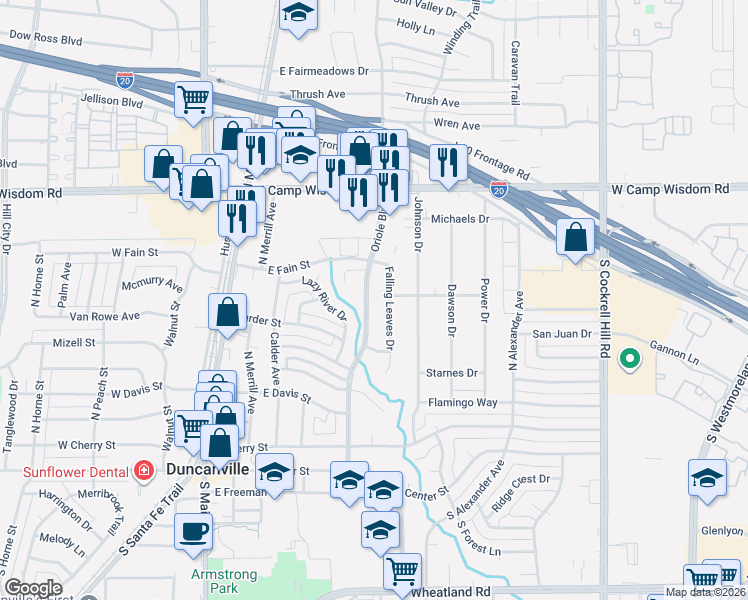 map of restaurants, bars, coffee shops, grocery stores, and more near 538 Oriole Boulevard in Duncanville