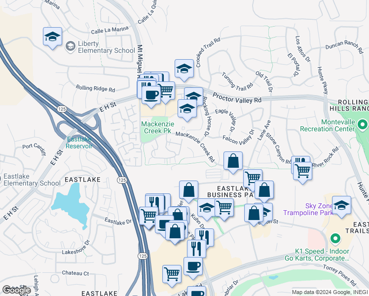 map of restaurants, bars, coffee shops, grocery stores, and more near 708 San Gabriel Place in Chula Vista