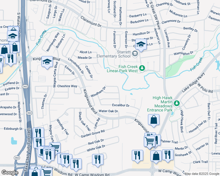 map of restaurants, bars, coffee shops, grocery stores, and more near 2731 Castlecove Dr in Grand Prairie