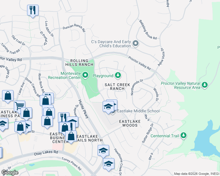 map of restaurants, bars, coffee shops, grocery stores, and more near 819 Trailhead Place in Chula Vista