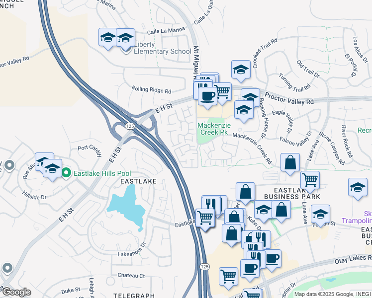 map of restaurants, bars, coffee shops, grocery stores, and more near 2184 Cabo Bahia in Chula Vista