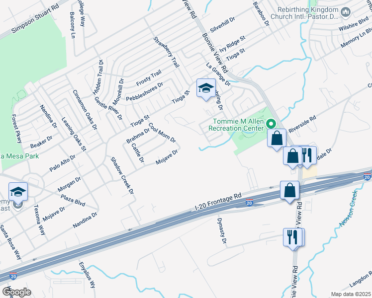 map of restaurants, bars, coffee shops, grocery stores, and more near 3590 Mojave Drive in Dallas
