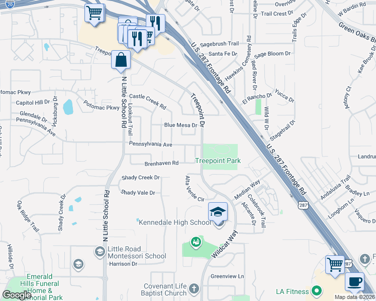 map of restaurants, bars, coffee shops, grocery stores, and more near 5503 Jasper Drive in Arlington