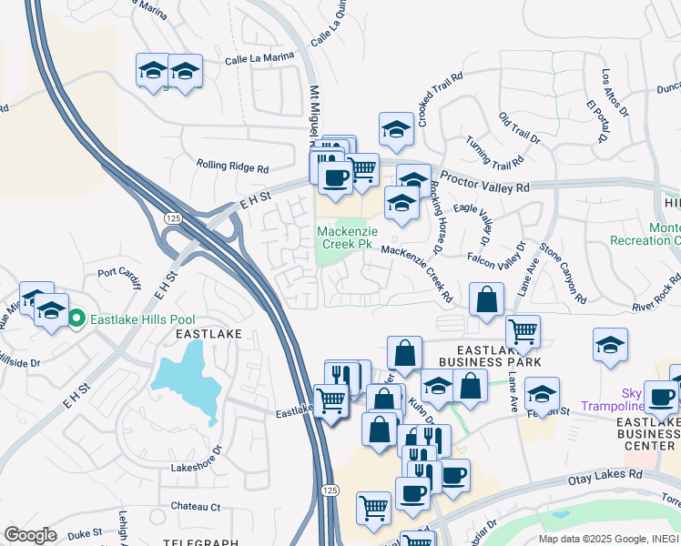 map of restaurants, bars, coffee shops, grocery stores, and more near 2204 Huntington Point Road in Chula Vista
