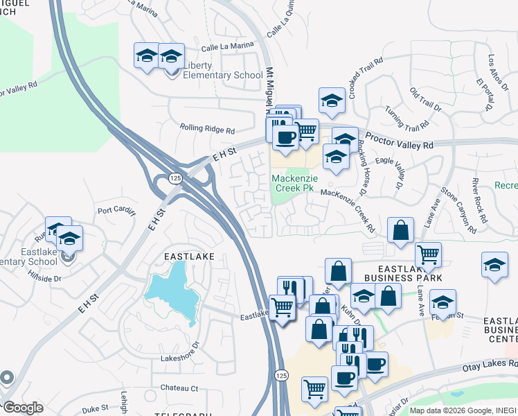map of restaurants, bars, coffee shops, grocery stores, and more near 2162 Cabo Bahia in Chula Vista