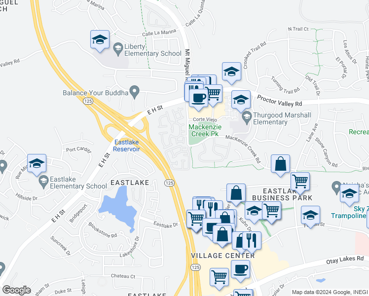 map of restaurants, bars, coffee shops, grocery stores, and more near 2165 Cabo Bahia in Chula Vista