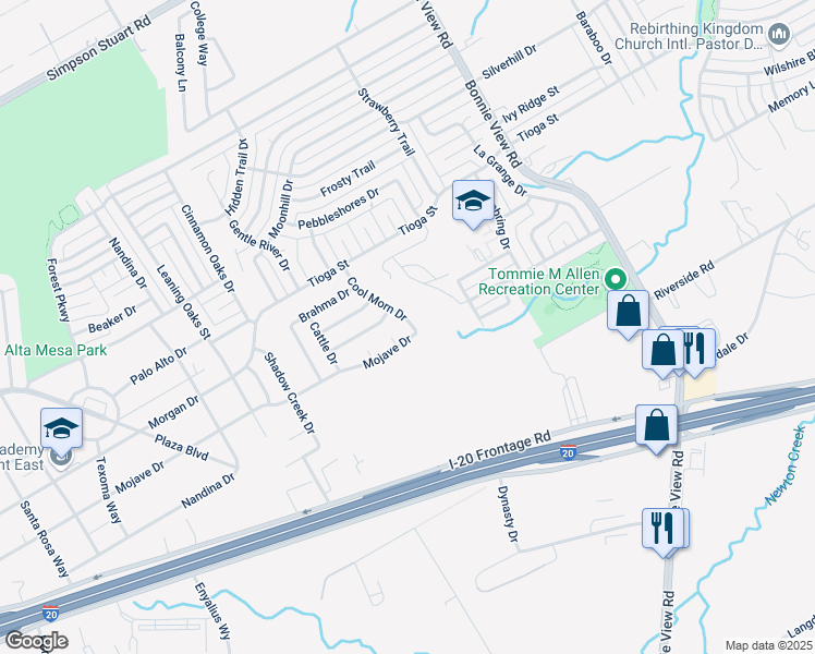 map of restaurants, bars, coffee shops, grocery stores, and more near 3590 Mojave Drive in Dallas