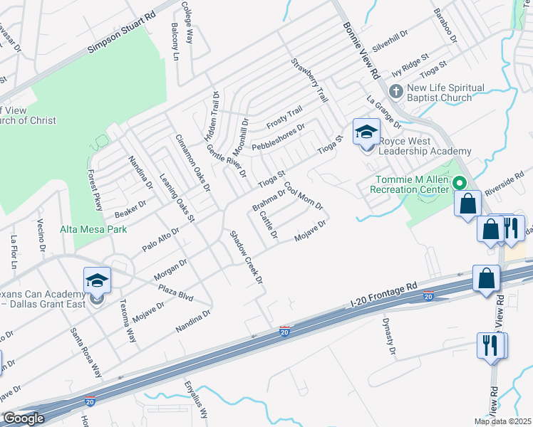 map of restaurants, bars, coffee shops, grocery stores, and more near 3403 Charolais Drive in Dallas