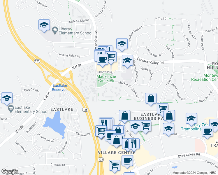 map of restaurants, bars, coffee shops, grocery stores, and more near 2285 Huntington Point Road in Chula Vista