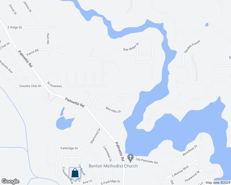 map of restaurants, bars, coffee shops, grocery stores, and more near 200 Hilton Head Drive in Benton