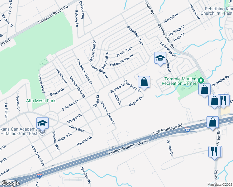 map of restaurants, bars, coffee shops, grocery stores, and more near 3403 Charolais Drive in Dallas