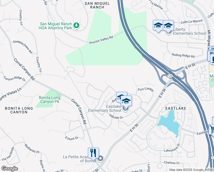 map of restaurants, bars, coffee shops, grocery stores, and more near 534 Port Harwick in Chula Vista