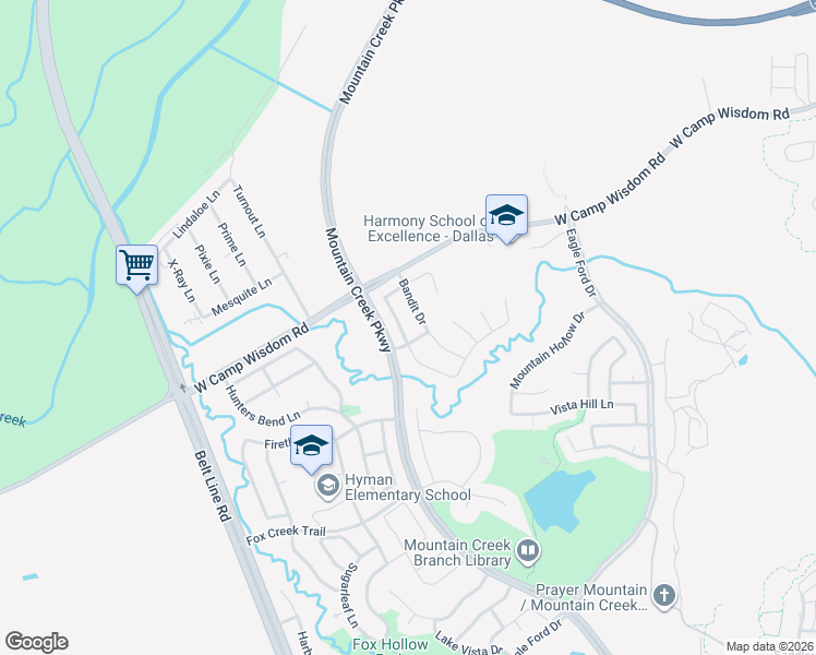 map of restaurants, bars, coffee shops, grocery stores, and more near 5608 Paladium Drive in Dallas
