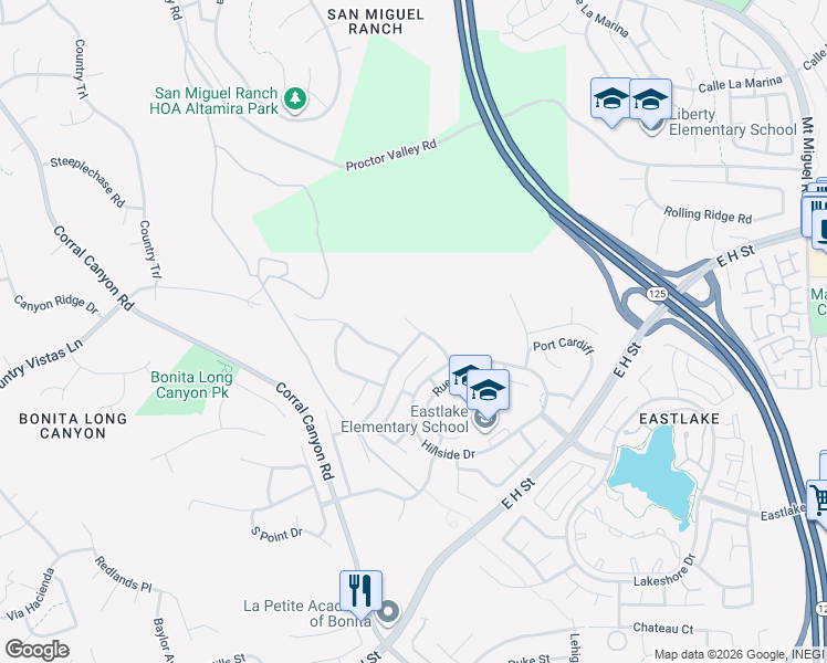 map of restaurants, bars, coffee shops, grocery stores, and more near 534 Port Harwick in Chula Vista
