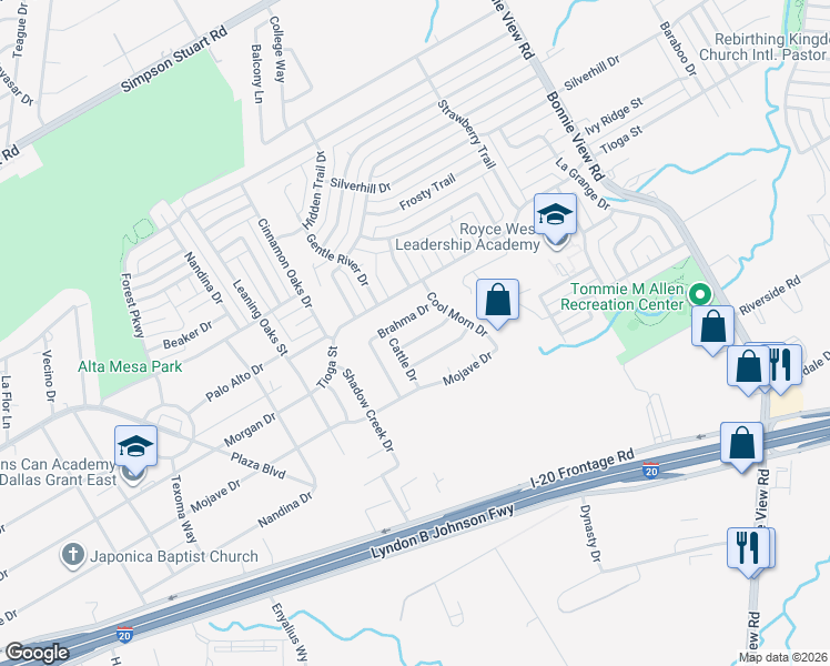 map of restaurants, bars, coffee shops, grocery stores, and more near 3419 Charolais Drive in Dallas