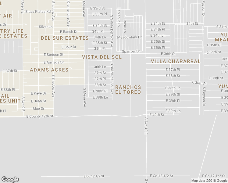 map of restaurants, bars, coffee shops, grocery stores, and more near 3849 South Salida del Sol Avenue in Yuma