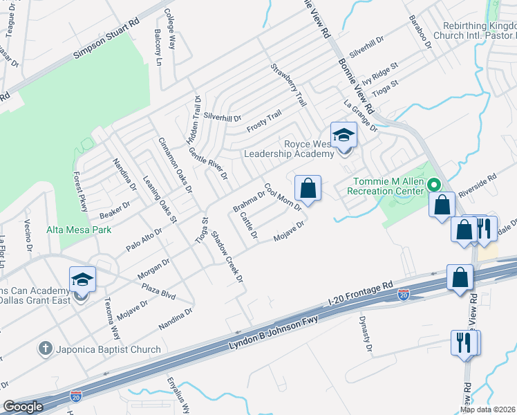 map of restaurants, bars, coffee shops, grocery stores, and more near 3419 Santa Gertrudis Drive in Dallas