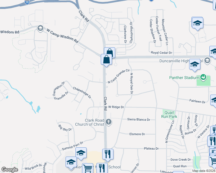 map of restaurants, bars, coffee shops, grocery stores, and more near 507 Highmore Drive in Duncanville