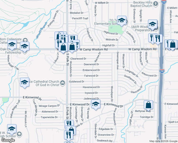 map of restaurants, bars, coffee shops, grocery stores, and more near 810 Deerwood Drive in Dallas
