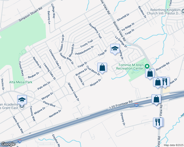 map of restaurants, bars, coffee shops, grocery stores, and more near 3450 Charolais Drive in Dallas