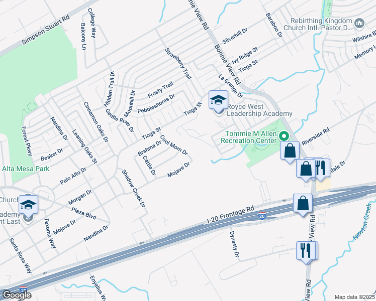 map of restaurants, bars, coffee shops, grocery stores, and more near 6662 Cool Morn Drive in Dallas