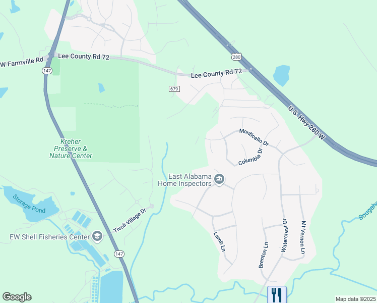 map of restaurants, bars, coffee shops, grocery stores, and more near 2322 Tuscany Place in Auburn