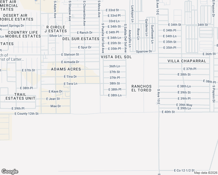 map of restaurants, bars, coffee shops, grocery stores, and more near 9584-9610 38th Street in Yuma