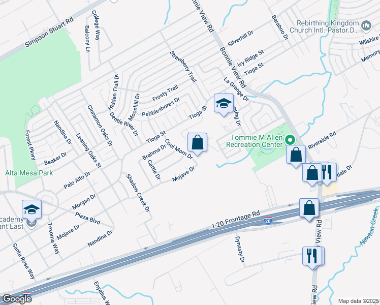 map of restaurants, bars, coffee shops, grocery stores, and more near 6654 Cool Morn Drive in Dallas