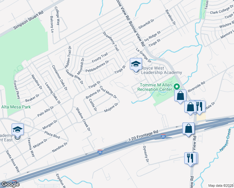 map of restaurants, bars, coffee shops, grocery stores, and more near 6658 Cool Morn Drive in Dallas