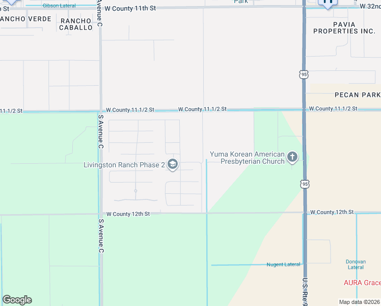 map of restaurants, bars, coffee shops, grocery stores, and more near 3419 West 37th Place in Yuma